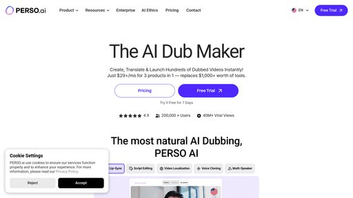 PERSO.ai - Plataforma de localización de video con voces multilingües y sincronización labial - Logo