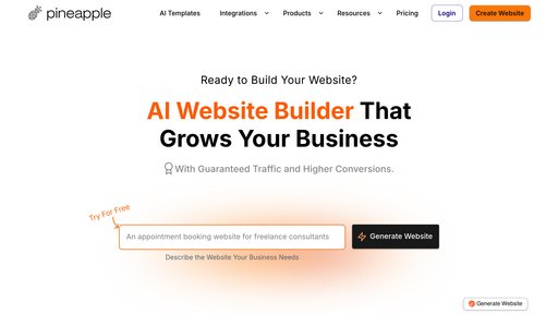 Pineapple Builder - 智能建站工具，自然语言生成专业网站 - Logo