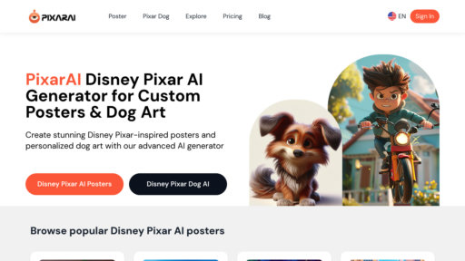 PixarAI - Create Pixar-style artwork instantly - custom posters, pet portraits and memes - Logo