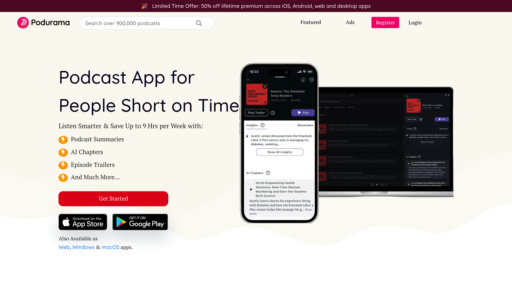 Podurama - Reproductor de podcasts inteligente, 30M+ programas y sincronización - Logo