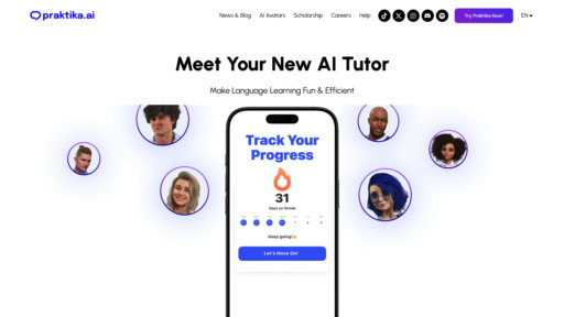 Praktika - Aprendizaje de idiomas personalizado con tutores inteligentes y retroalimentación en tiempo real - Logo