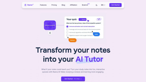 Raena AI - Intelligent study companion: convert notes to quizzes and summaries with tutoring - Logo