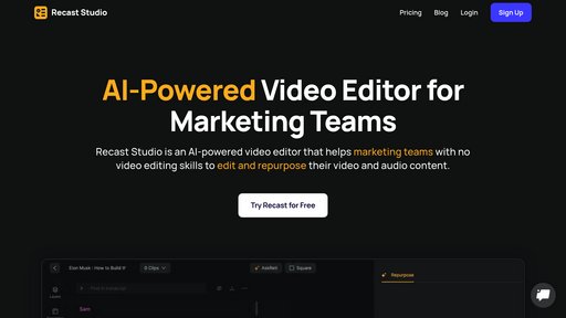 Recast Studio - Convierte automáticamente videos largos en clips para redes sociales - Logo