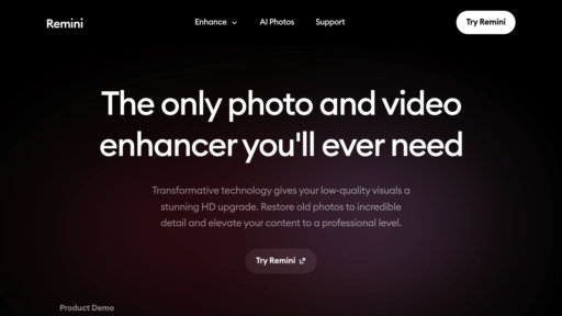 Remini AI - Herramienta inteligente para restaurar fotos, mejora calidad y nitidez al instante - Logo