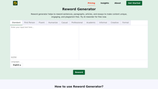 ReWord Generator - Herramienta de reformulación inteligente que reescribe textos con fluidez natural - Logo