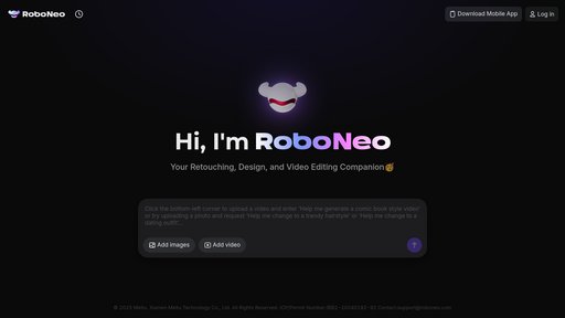 RoboNeo - Asistente creación visual inteligente - genera imágenes y videos profesionales mediante conversación - Logo