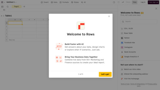 Rows - Smart spreadsheet with automated data analysis and 50+ business app integrations - Logo