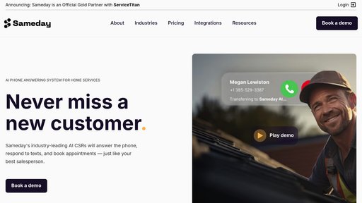 Sameday AI - Réceptionniste téléphonique intelligent pour services à domicile, automatise rendez-vous - Logo