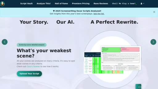 ScriptReader.ai - Intelligent screenplay analysis tool for story structure and character development - Logo