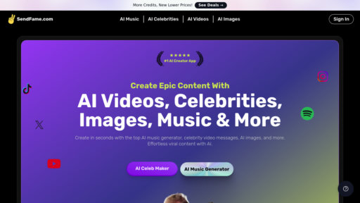 SendFame - Créez des vidéos de célébrités et de la musique personnalisée en quelques clics - Logo