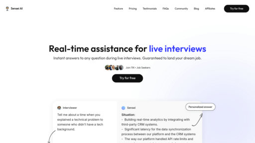 Sensei AI - Asistente de entrevistas inteligente con guía en tiempo real y soporte multiplataforma - Logo