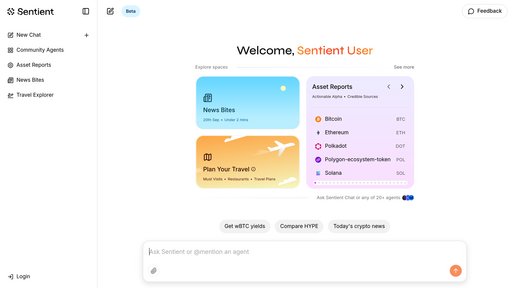 Sentient Chat - Multi-agent chat platform with 15+ specialized assistants for automated workflows - Logo