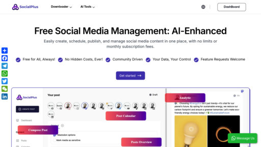 SocialPlus AI - Plataforma de gestión de redes sociales con programación y análisis - Logo