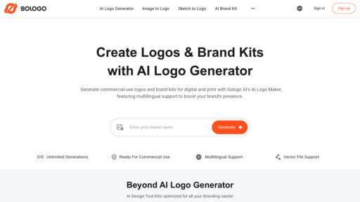 Sologo AI - Crea logotipos profesionales y kits de marca con personalización inteligente - Logo