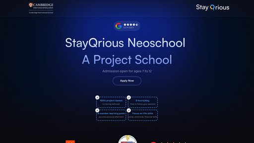 StayQrious Neoschool - Personalized virtual academy with adaptive learning and project-based curriculum - Logo