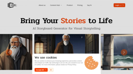 Storyboarder.ai - Generador de storyboards inteligente - scripts a escenas visuales al instante - Logo