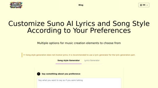 Suno Prompt - Generador de instrucciones musicales para Suno AI, crea canciones únicas y letras - Logo