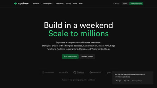 Supabase - Plataforma backend open-source con base de datos Postgres y sincronización en tiempo real - Logo
