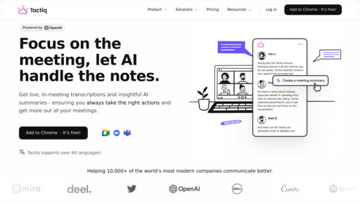 Tactiq - Transcripción de reuniones y resúmenes automáticos para Google Meet, Zoom - Logo