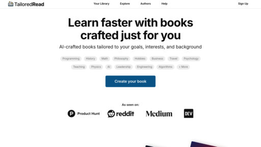 TailoredRead - Plataforma de creación de libros personalizados para un aprendizaje rápido y eficiente - Logo