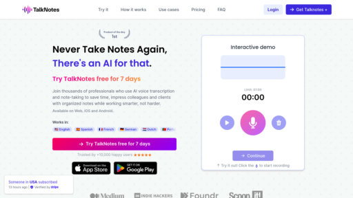 TalkNotes - Notas de voz a texto con resúmenes inteligentes y plantillas personalizables - Logo