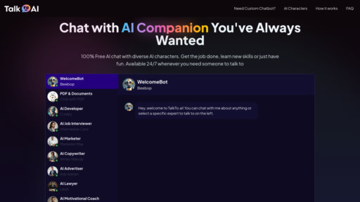 TalkTo.ai - Chat IA gratuito con múltiples personajes disponible 24/7 - Logo