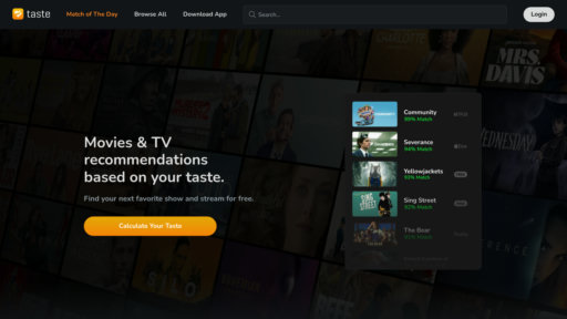 Taste - Découverte de films intelligente avec recommandations personnalisées et avis communautaires - Logo