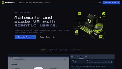 TestDriver - Plataforma de pruebas visuales con verificaciones auto-adaptativas para automatización confiable - Logo