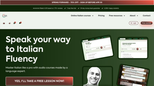 Think in Italian - Plataforma para aprender italiano con entrenador oral y recursos bilingües - Logo