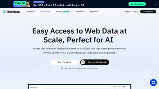 Thordata - 6000万+住宅IP代理，智能数据采集与安全匿名浏览 - Logo