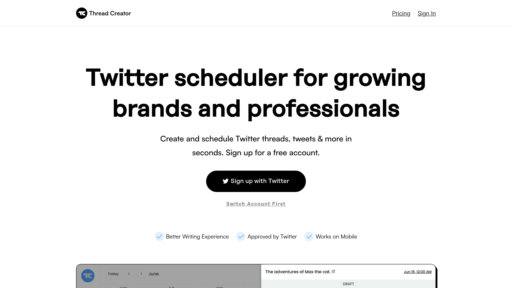 Thread Creator - Creador inteligente de hilos Twitter, gestión multi-cuentas y programación automática - Logo