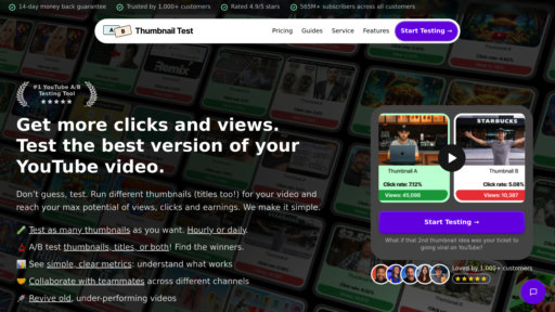 Thumbnail Test - Pruebas de miniaturas y títulos de YouTube, optimiza rendimiento de videos - Logo