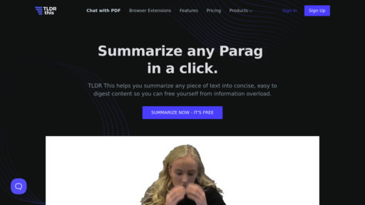 TLDR This - Automatic text summarization tool that extracts key points from any document - Logo