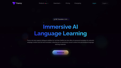 Trancy - Aprendizaje de idiomas con subtítulos bilingües y traducción contextual - Logo