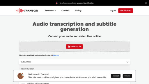Transcri.io - Transcribe audio a texto con subtítulos automáticos en varios idiomas - Logo