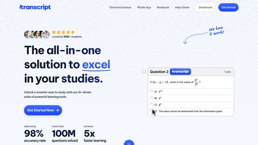Transcript - Intelligent learning assistant with instant answers and cross-platform notes - Logo