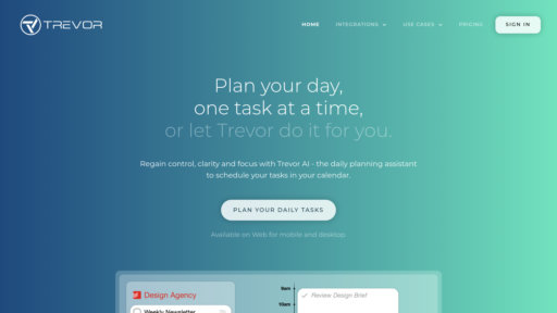 Trevor AI - Planification intelligente des tâches et optimisation automatique d'emploi du temps - Logo
