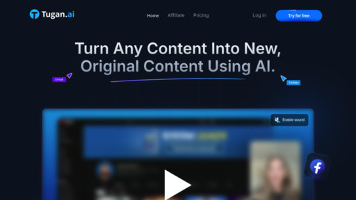 Tugan.ai - 智能内容重塑工具，视频文章转营销素材 - Logo
