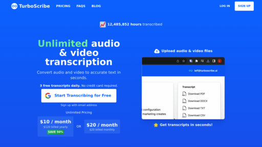 TurboScribe - TurboScribe: Transcripción ilimitada de audio y video en múltiples idiomas - Logo