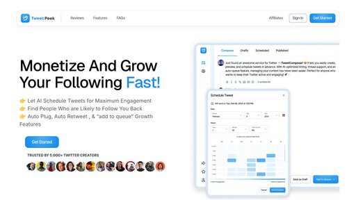 TweetPeek AI - Herramienta inteligente de crecimiento en Twitter para obtener seguidores relevantes - Logo