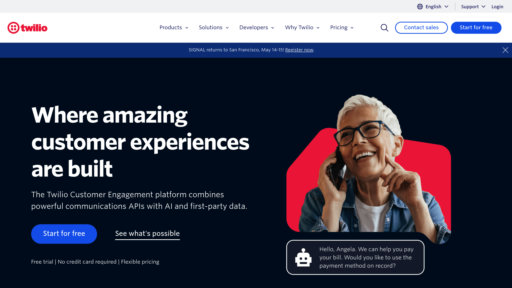 Twilio - Plateforme cloud de communication avec API messagerie, voix, vidéo et email - Logo