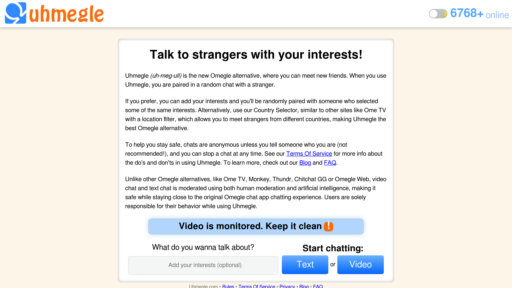 Uhmegle - Secure global random video and text chat with interest matching - Logo