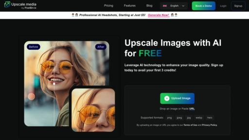 Upscale.media - Herramienta inteligente para ampliar imágenes - Aumenta resolución 4x y mejora detalles - Logo