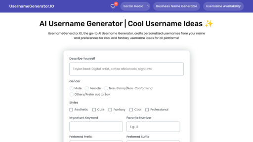 UsernameGenerator.IO - Générateur intelligent de noms d'utilisateur personnalisés avec vérification - Logo