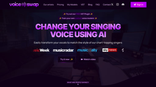 Voice-Swap - Plataforma de conversión vocal con modelos autorizados para demos musicales - Logo