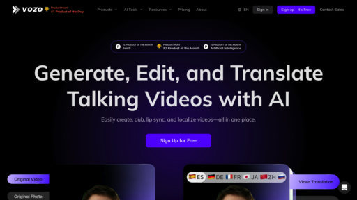 Vozo AI - Traduction vidéo multilingue avec doublage intelligent et synchronisation labiale - Logo