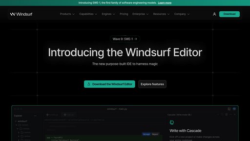 Windsurf - Entorno de desarrollo inteligente con codificación automatizada y optimización de flujos - Logo