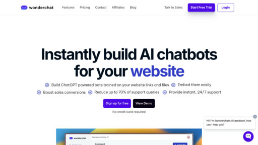 Wonderchat - No-code chatbot builder for websites, deploy in 5 minutes - Logo