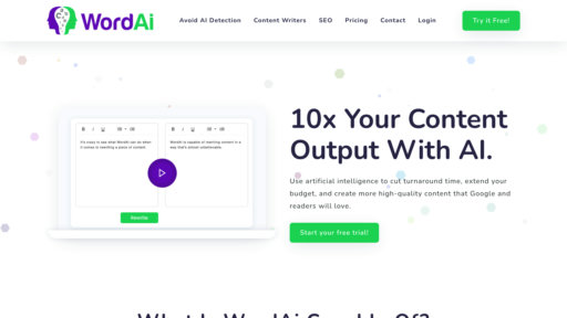 WordAi - Intelligent text rewriting tool creates original content for SEO optimization - Logo