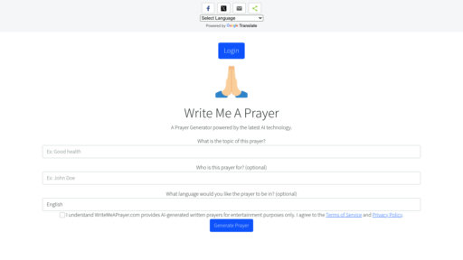 Write Me A Prayer - Générateur de prières personnalisées pour moments spirituels - Logo